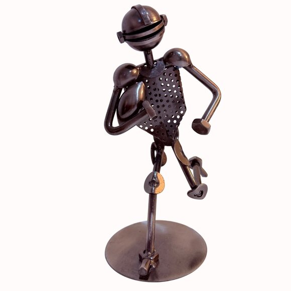 Football Industrial Art Sculpture Nuts and Bolts Metal Sports Recycled Decor 9" - Picture 2 of 14